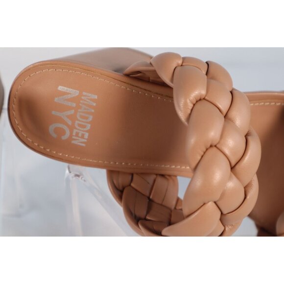 Madden NYC Braided Strap Tan Block Heel Sandals Comfortable & Stylish Size 8 - Picture 3 of 6